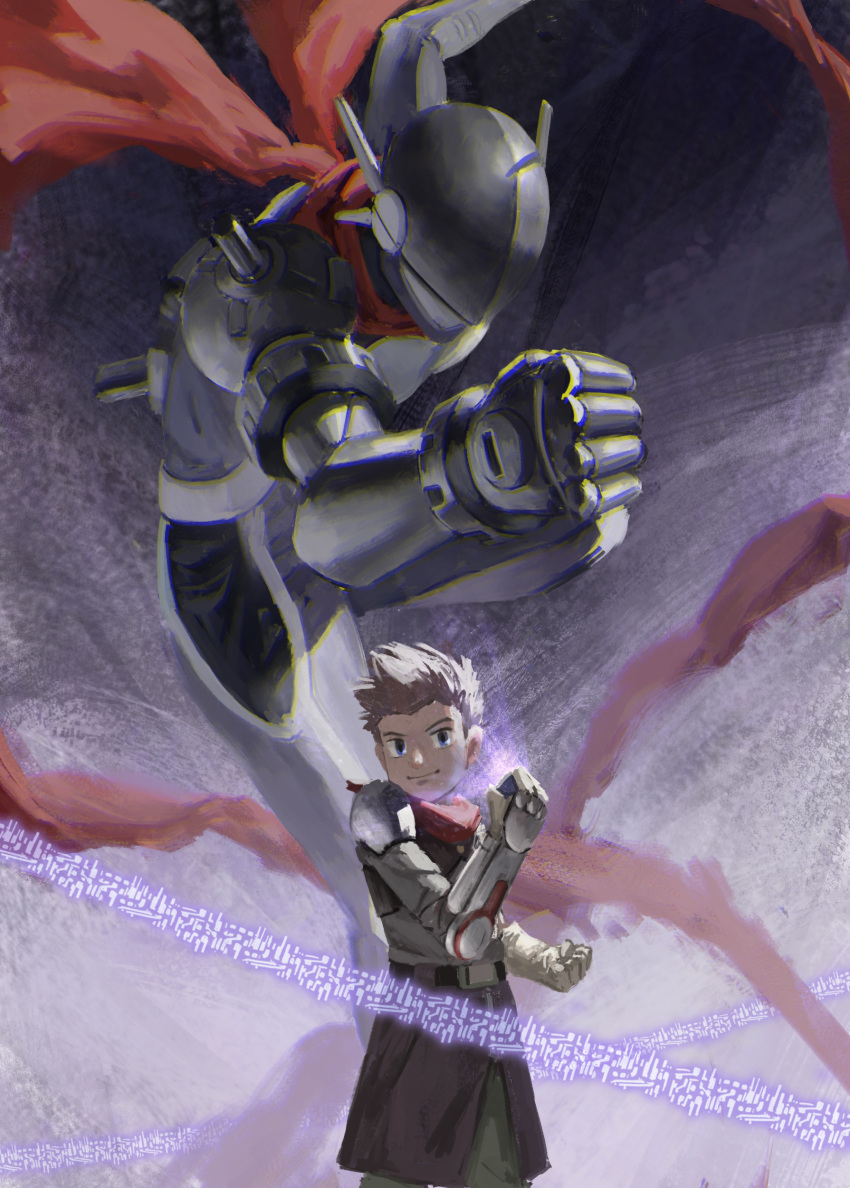 2boys, absurdres, akiyama_ryo, bandana, bandana_around_neck, brown_hair, cowboy_shot, digimon