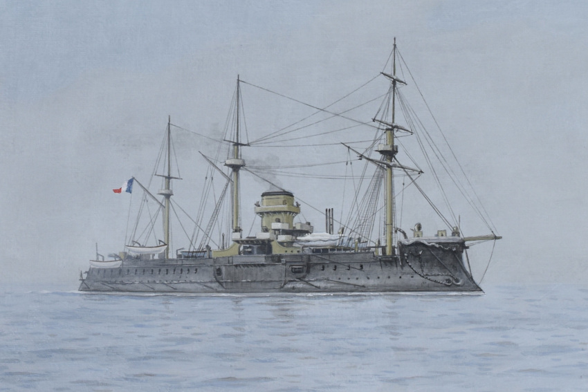 acrylic_paint_(medium), atelier_bono, french_flag, french_navy, highres, mast, military_vehicle, no_humans