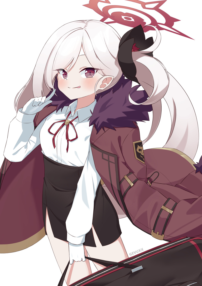 1girl, absurdres, alternate_costume, artist_name, aru_(blue_archive), bag, black_flower, black_skirt