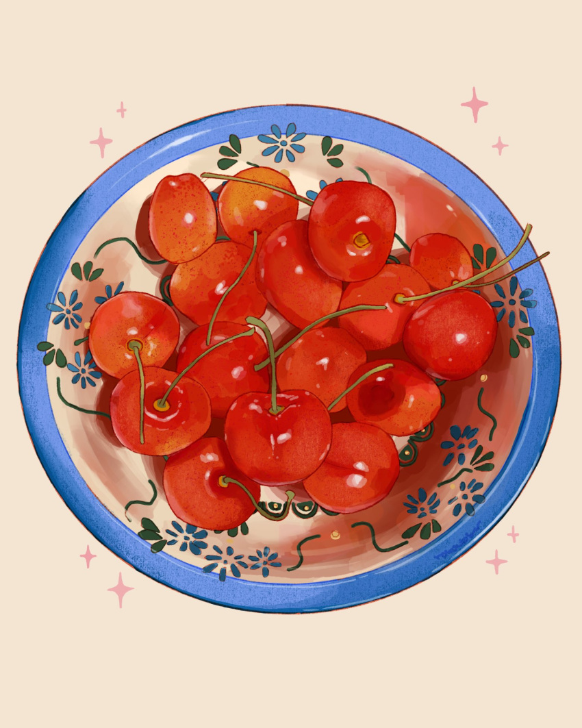 bowl, cherry, food, food_focus, fruit, highres, no_humans, original