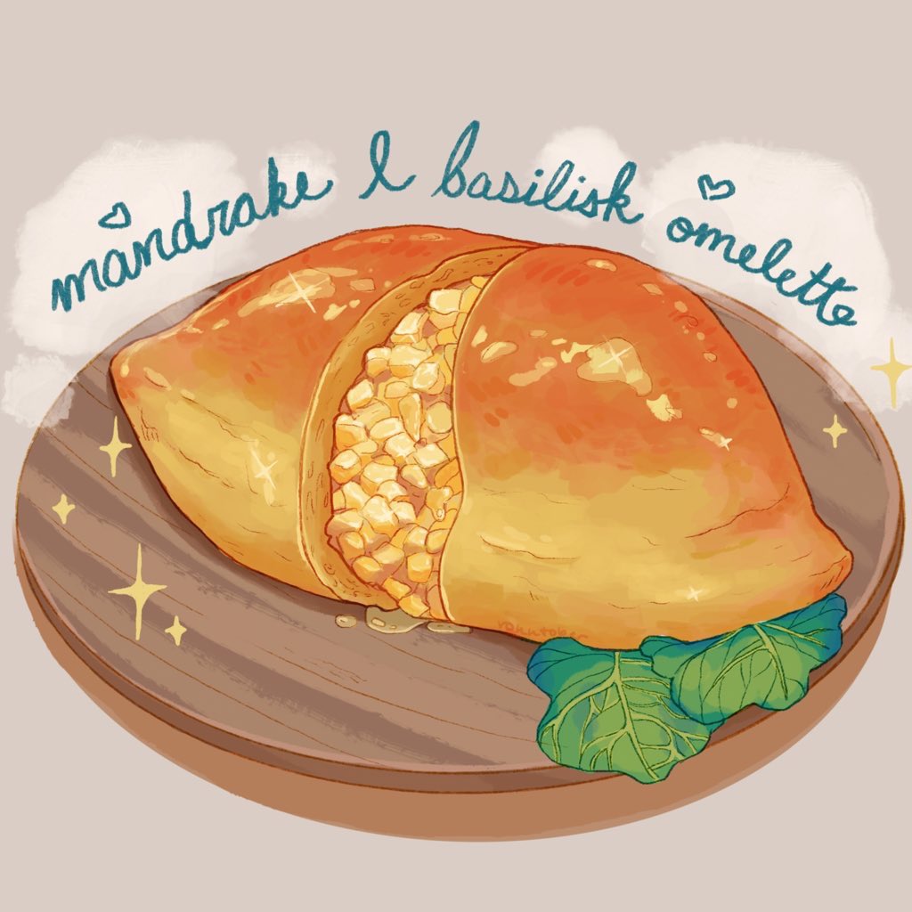 dungeon_meshi, english_commentary, food, food_focus, food_name, grey_background, leaf, no_humans