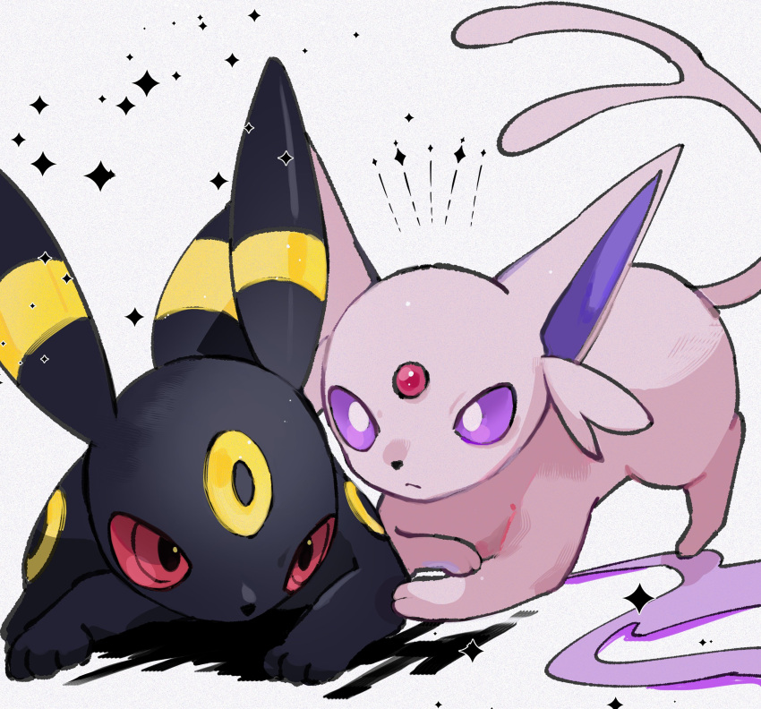 absurdres, animal_focus, animal_hands, black_fur, bright_pupils, cyauken_(ouahloup), espeon, forehead_jewel