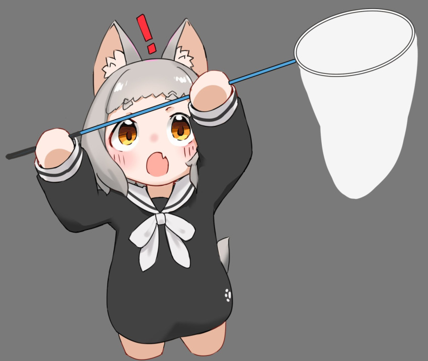!, 1girl, :o, animal_ear_fluff, animal_ears, black_dress, blush, bow