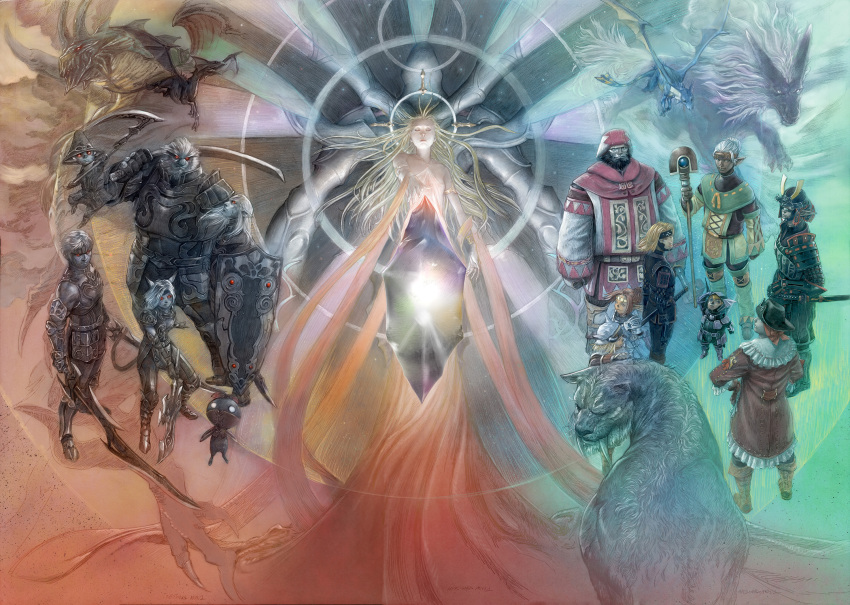5girls, 6+boys, adventurer_(ff11), altana_(ff11), animal_ears, arita_mitsuhiro, ark_angel, ark_angel_ev