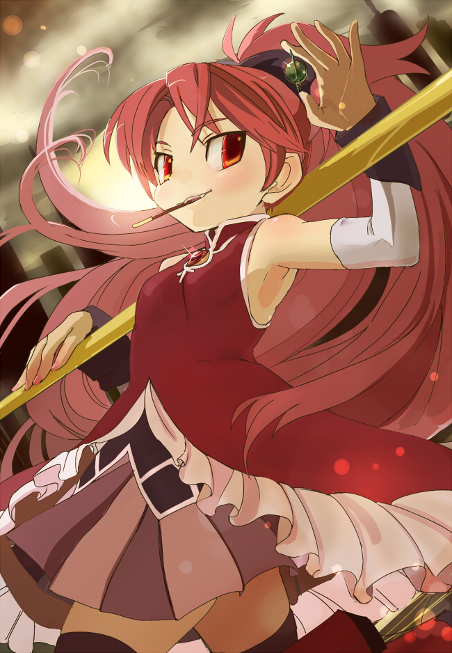 black_legwear, black_thighhighs, grief_seed, grin, hair_ribbon, long_hair, magical_girl, mahou_shoujo_madoka_magica