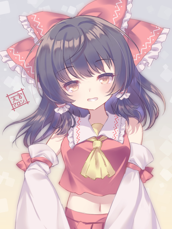 1girl, amamiya_marron, ascot, blush, bow, breasts, brown_eyes, brown_hair