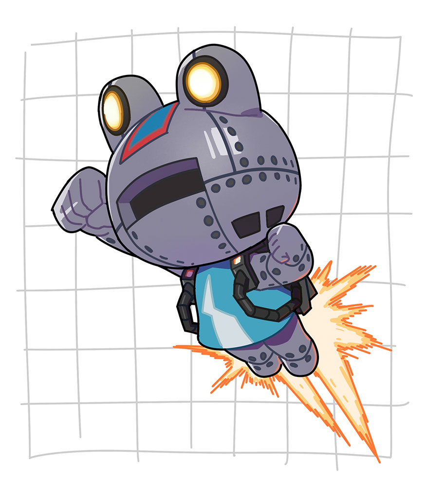 1boy, animal_crossing, arm_up, commentary_request, frog, full_body, furry, furry_male