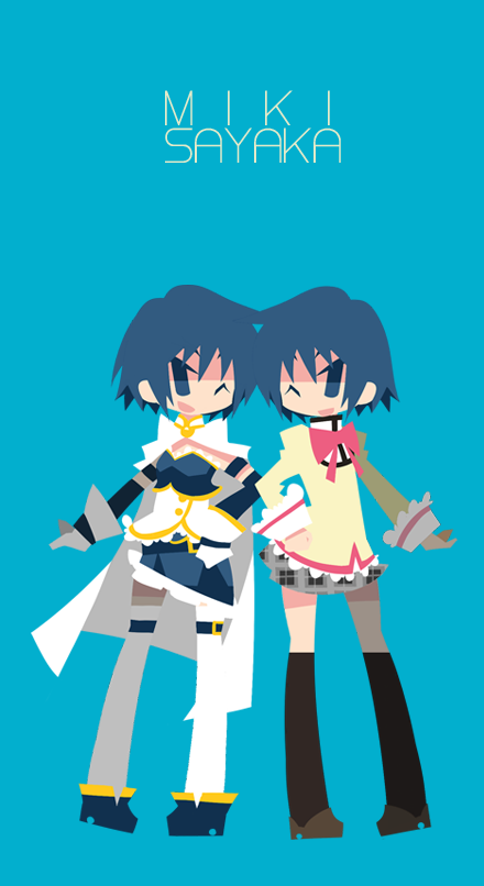 blue_hair, cape, dual_persona, gloves, kaku_sugar, magical_girl, mahou_shoujo_madoka_magica, miki_sayaka