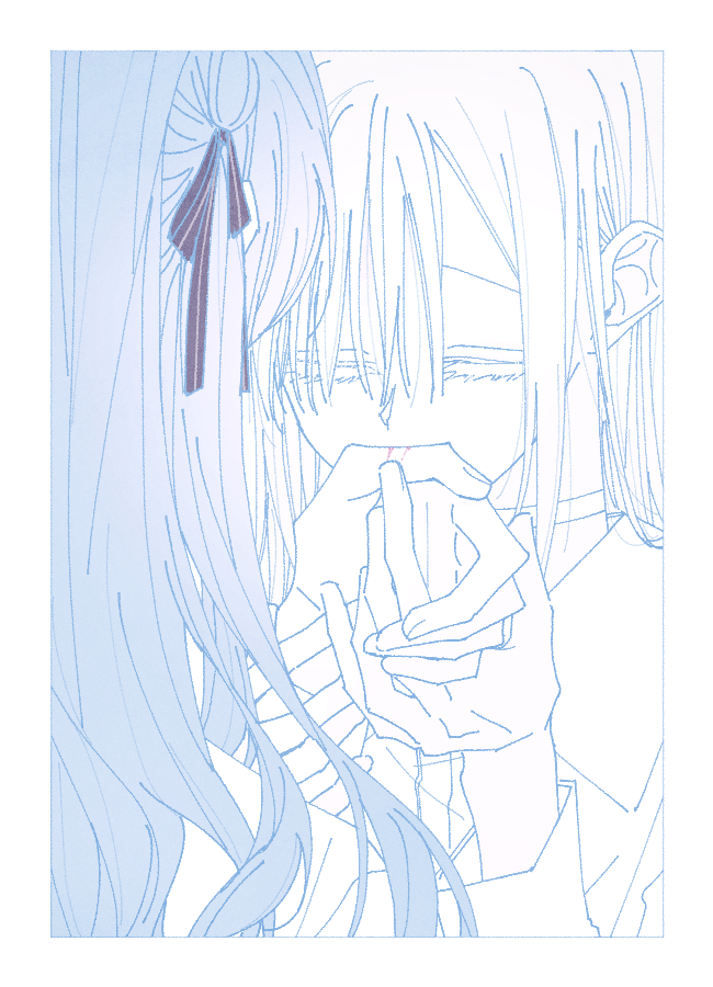 2girls, bang_dream!, bang_dream!_it's_mygo!!!!!, blood, blood_on_hands, choker, closed_eyes, hair_ribbon