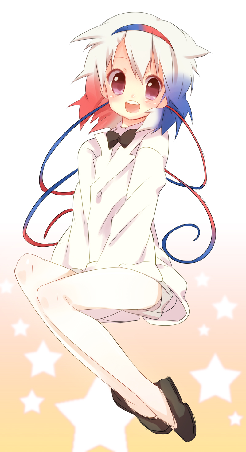 :d, blue_hair, bow, child, hairband, happy, highres, lavender_eyes
