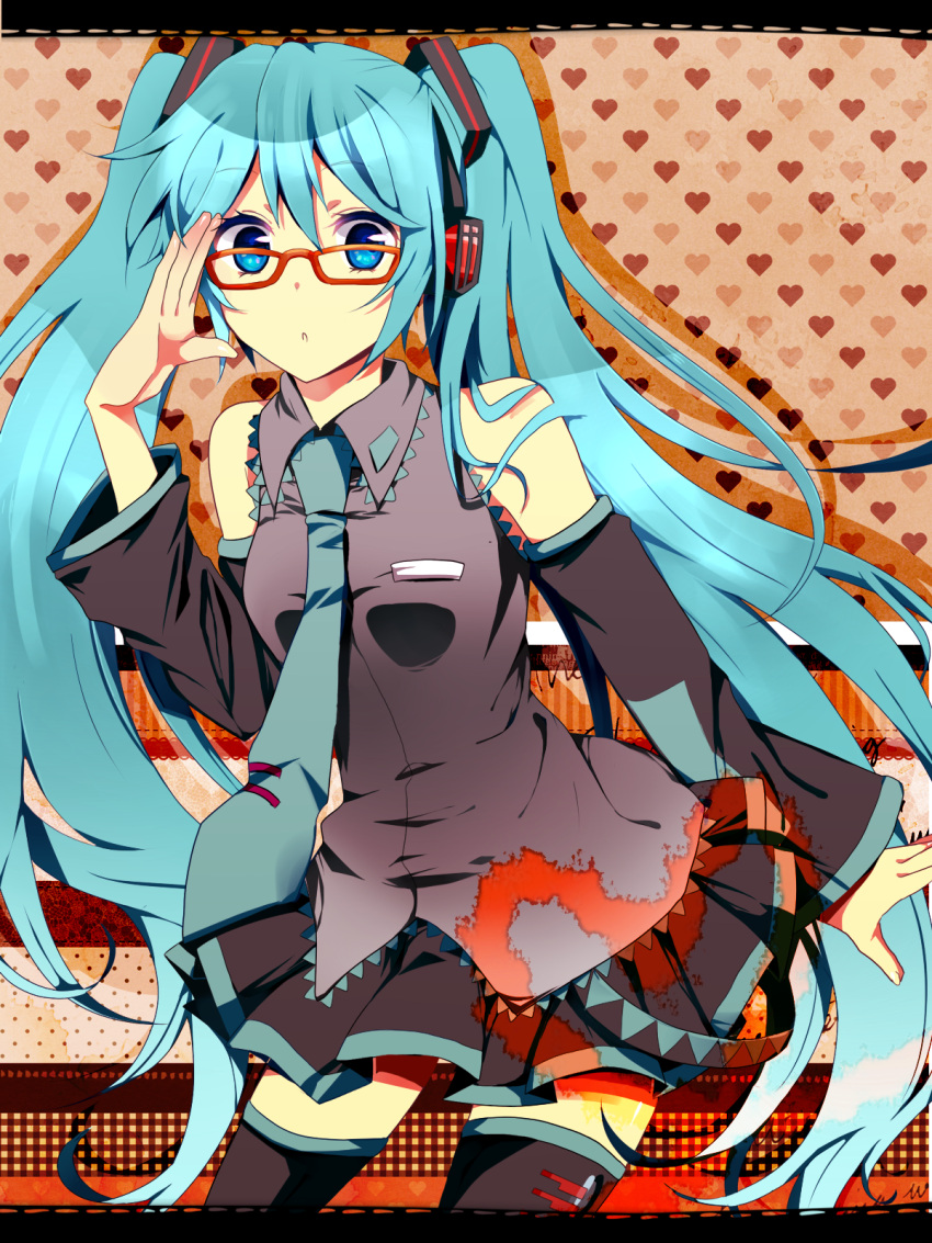 aqua_eyes, aqua_hair, bad_id, bespectacled, colored, detached_sleeves, glasses, hatsune_miku