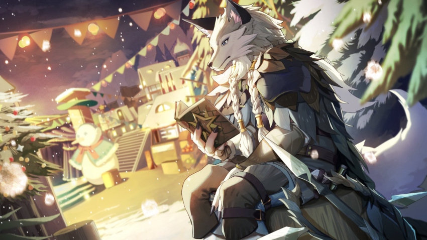 1boy, afk_(series), afk_journey, animal_ears, black_cola, book, braid, claws
