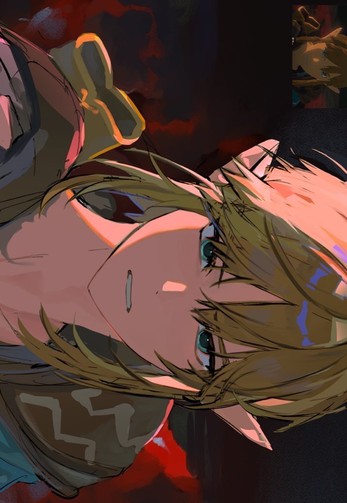 1boy, aqua_eyes, aqua_tunic, armor, blonde_hair, clenched_teeth, derivative_work, furrowed_brow