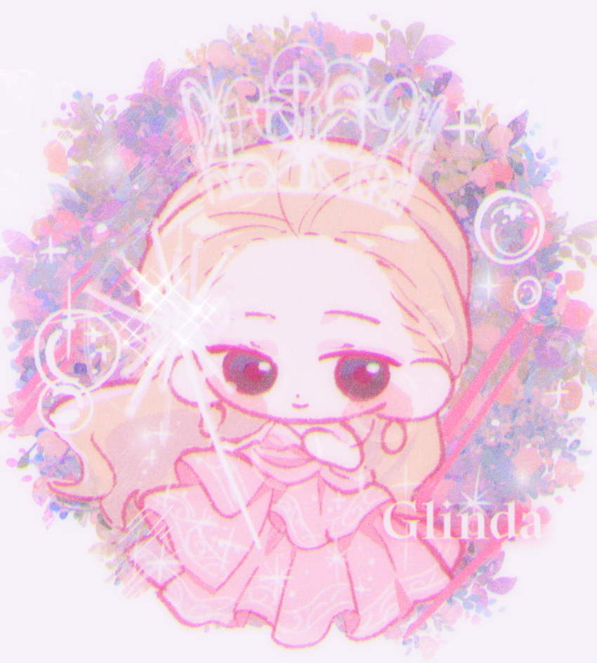 1girl, bear_do, black_eyes, blonde_hair, blush_stickers, bubble, character_name, chibi