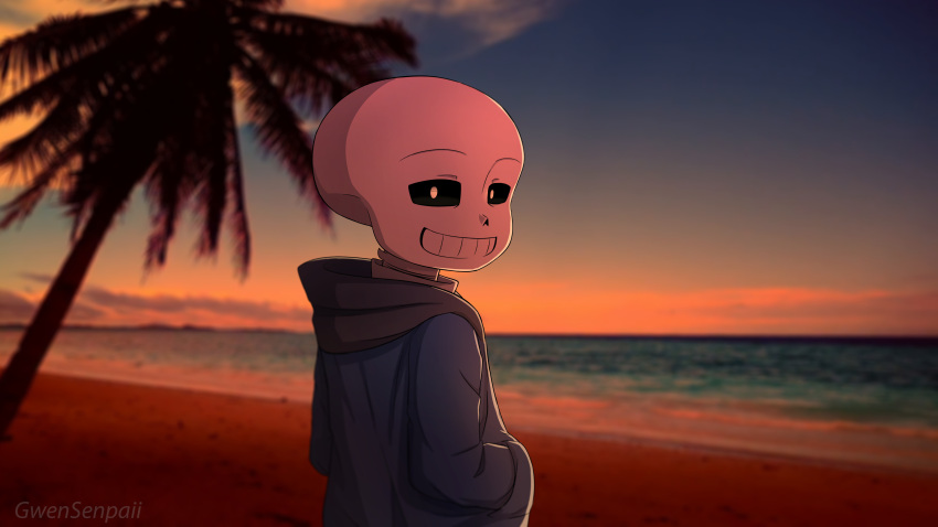 1boy, 2021, 2d, absurdres, artist_name, beach, black_shorts, blue_jacket