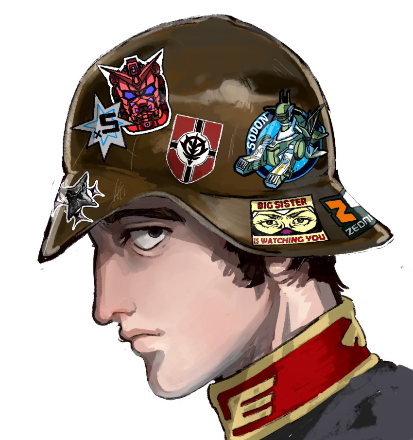 1boy, black_eyes, black_hair, commentary_request, gundam, gundam_gquuuuuux, hamadajjrw, helmet