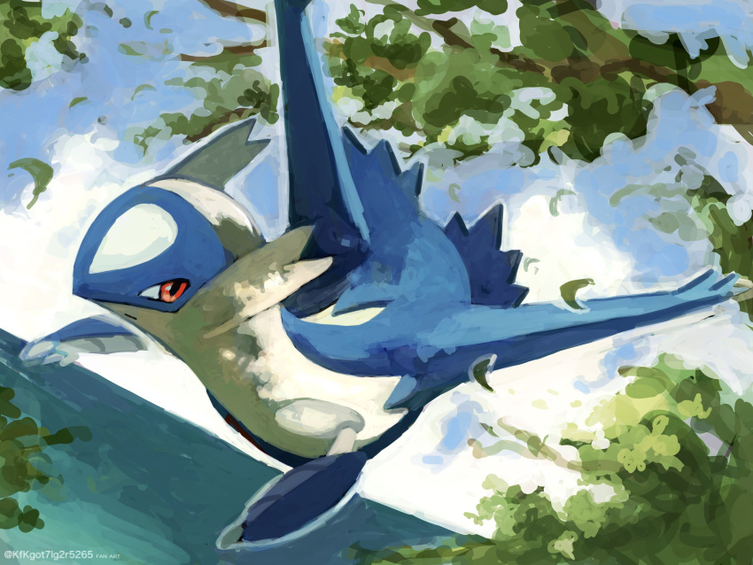 absurdres, artist_name, blue_sky, clouds, day, flying, highres, kfkgot7ig2r5265