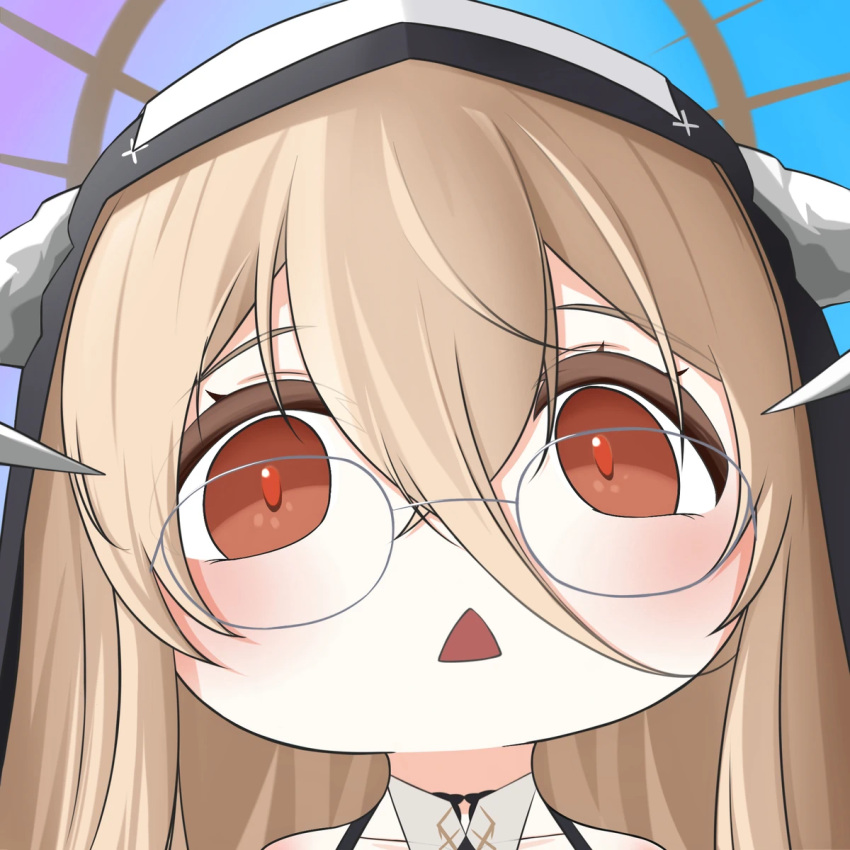 1girl, azur_lane, glasses, horns, implacable_(azur_lane), long_hair, open_mouth, quancy