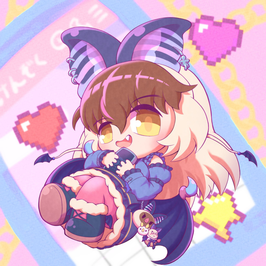 1girl, animal_ears, bat_ears, bat_girl, bat_wings, brown_eyes, brown_hair, brown_long-eared_bat_(kemono_friends)