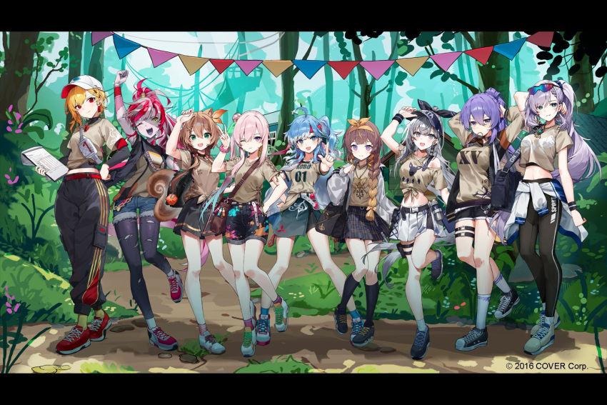 6+girls, :d, ;), ;d, ahoge, airani_iofifteen, alternate_hairstyle, animal_ears