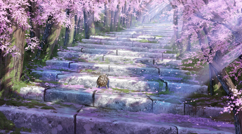 animal, animal_focus, branch, cherry_blossoms, day, highres, no_humans, original
