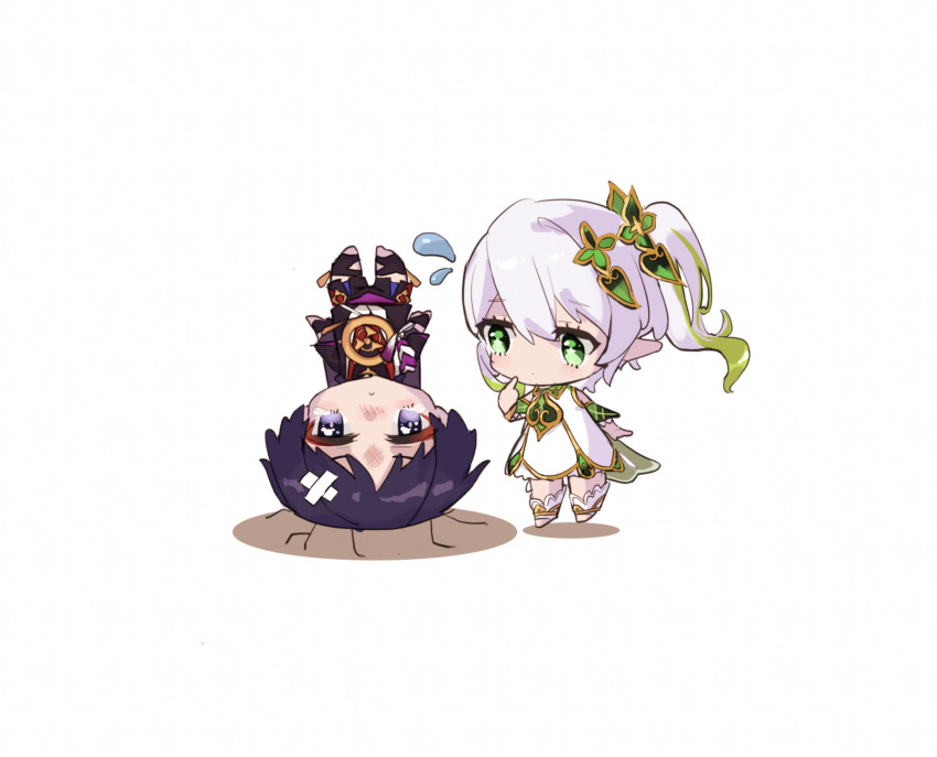 153107, 1boy, 1girl, :<, absurdres, anklet, armlet, arms_at_sides