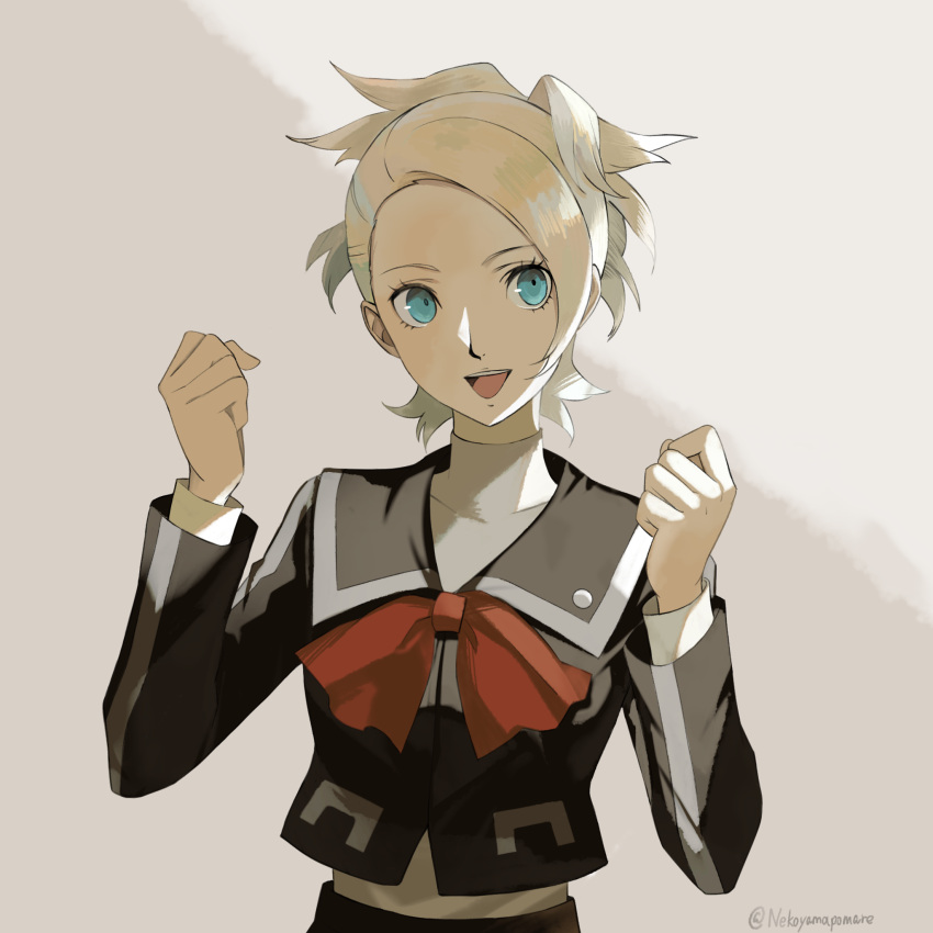 1girl, blonde_hair, blue_eyes, hareruya_(smomo2227), highres, lisa_silverman, looking_at_viewer, open_mouth