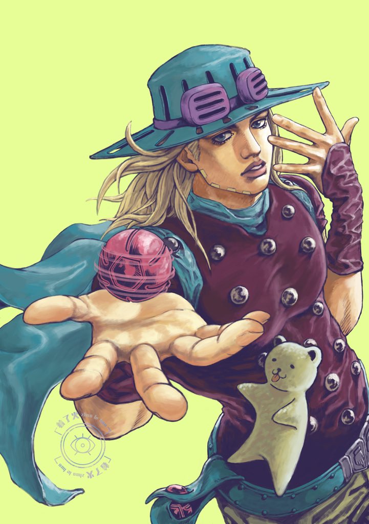 1boy, belt, blonde_hair, blue_belt, blue_cape, blue_eyes, blue_hat, bridal_gauntlets