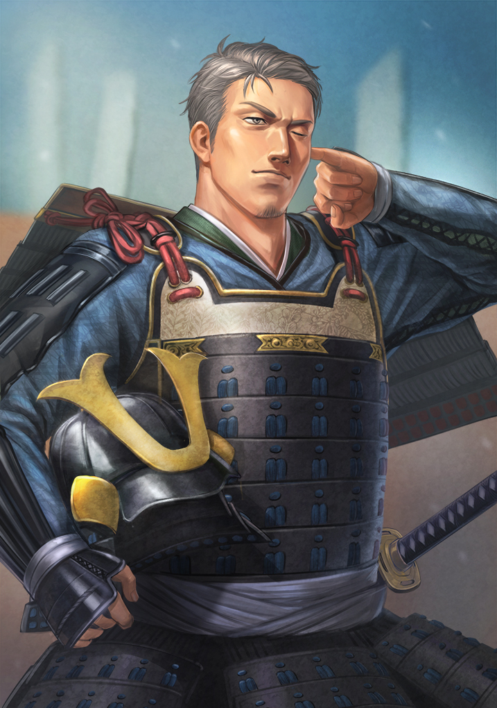 1boy, alternate_costume, armor, banner, belt, black_armor, black_helmet, blue_shirt