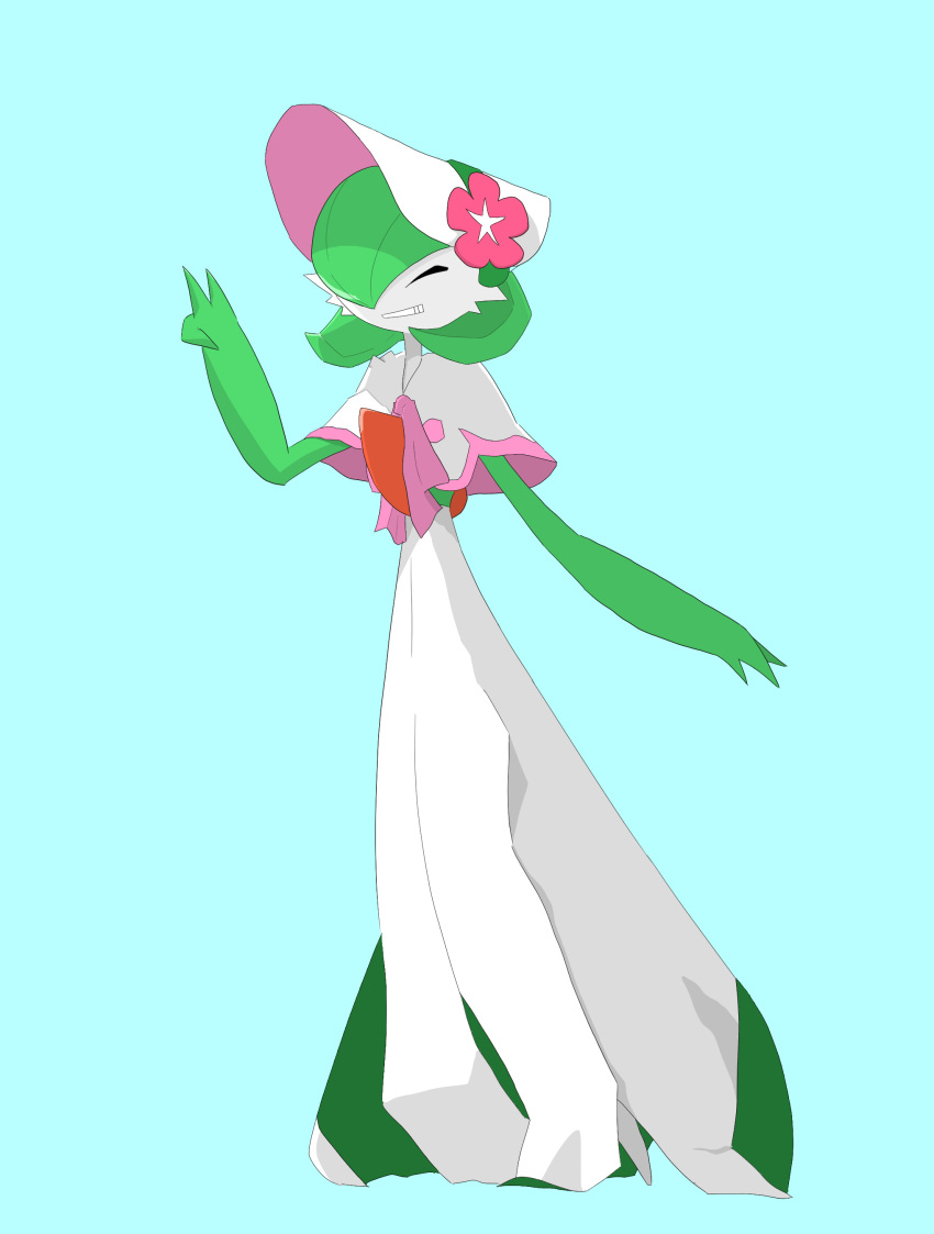 1girl, ^_^, absurdres, blue_background, bob_cut, bonnet, capelet, closed_eyes