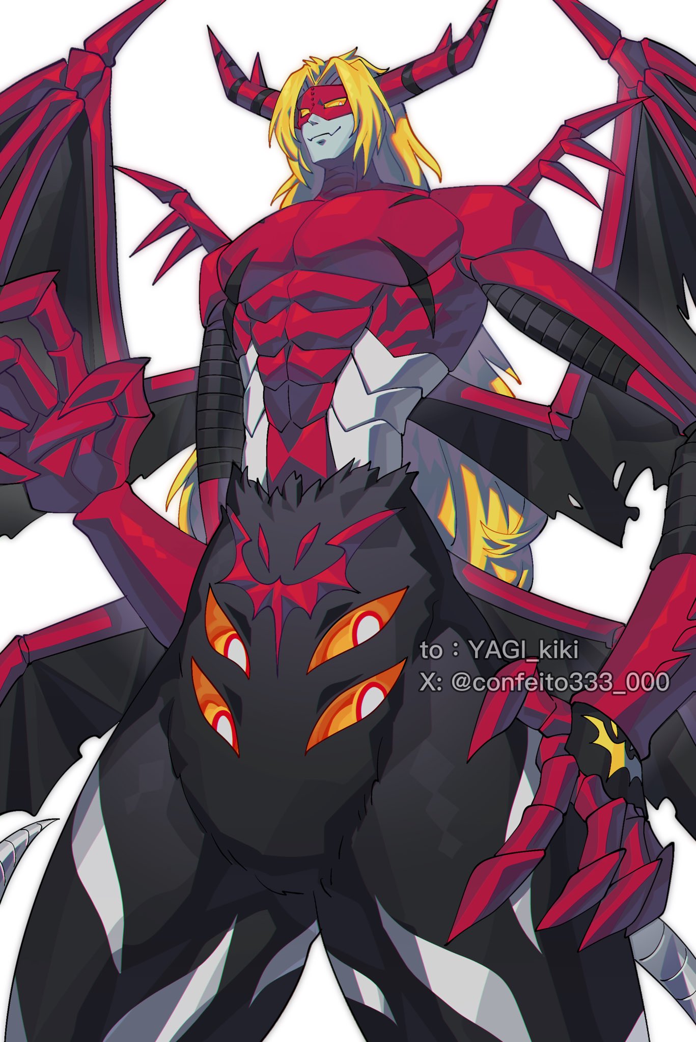 1boy, artist_name, blonde_hair, bright_pupils, colored_sclera, confeito000_333, cowboy_shot, digimon
