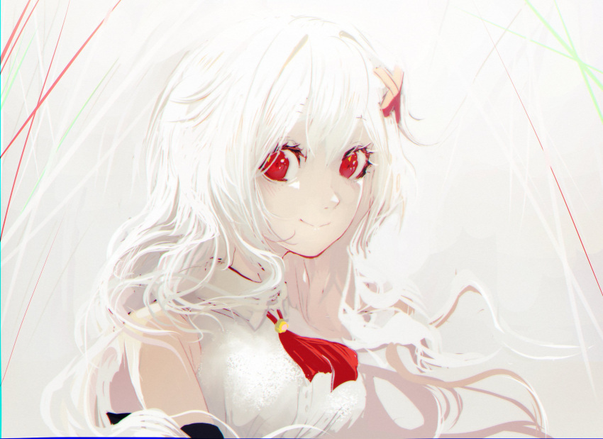 1girl, bare_shoulders, collared_shirt, commentary_request, darckon3, dress_shirt, erispheria, floating