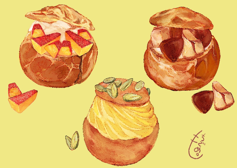 commentary_request, cream_puff, dessert, dezitarukinngyo, food, food_focus, food_request, no_humans