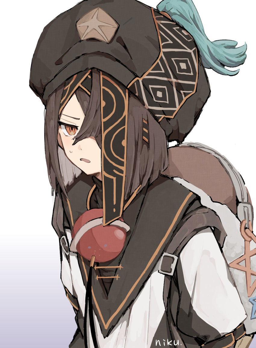 1girl, artist_name, black_hair, commentary_request, fate/grand_order, fate_(series), fgo_si, hair_over_one_eye