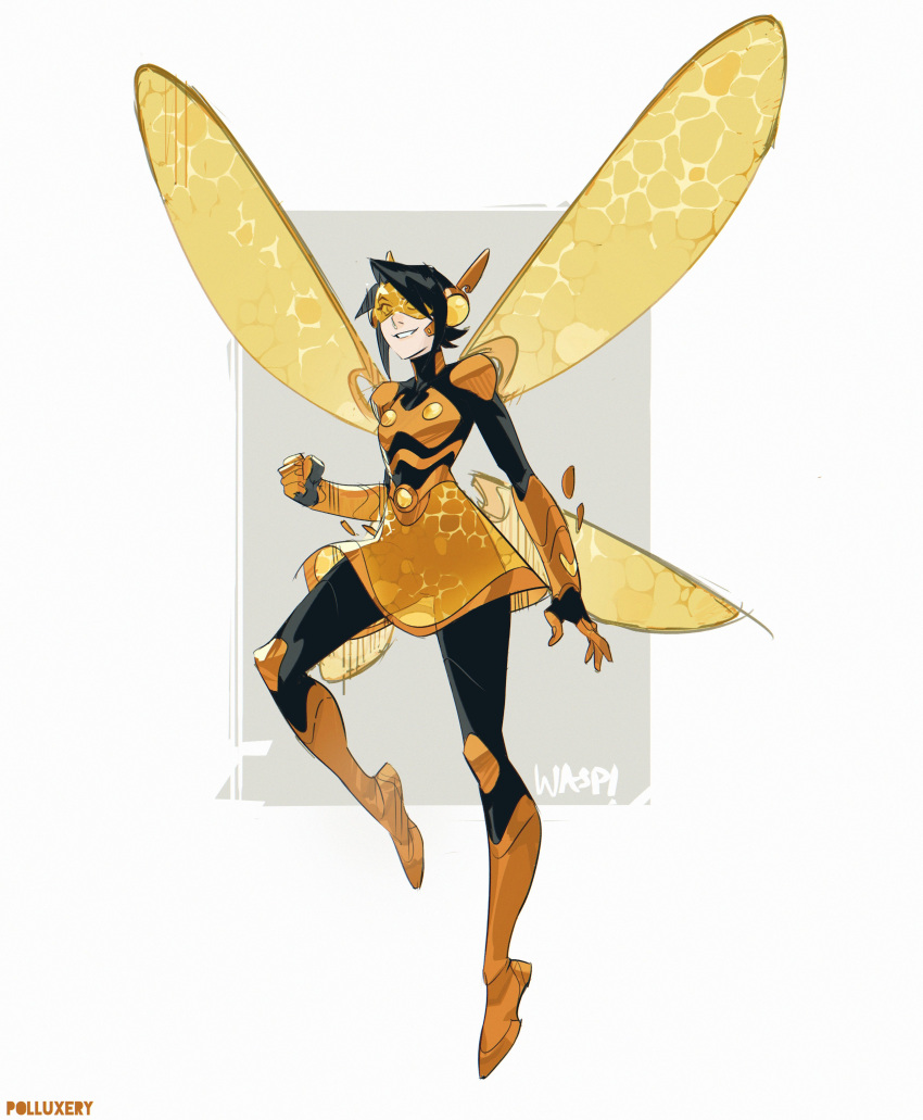 1girl, absurdres, animification, armor, avengers_(series), black_hair, breasts, brown_hair