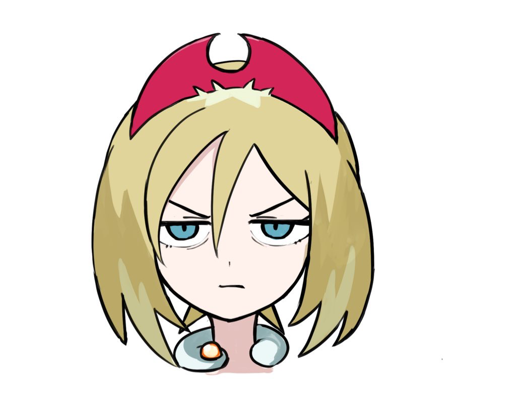 1girl, annoyed, aqua_eyes, blonde_hair, closed_mouth, commentary_request, hair_between_eyes, hairband