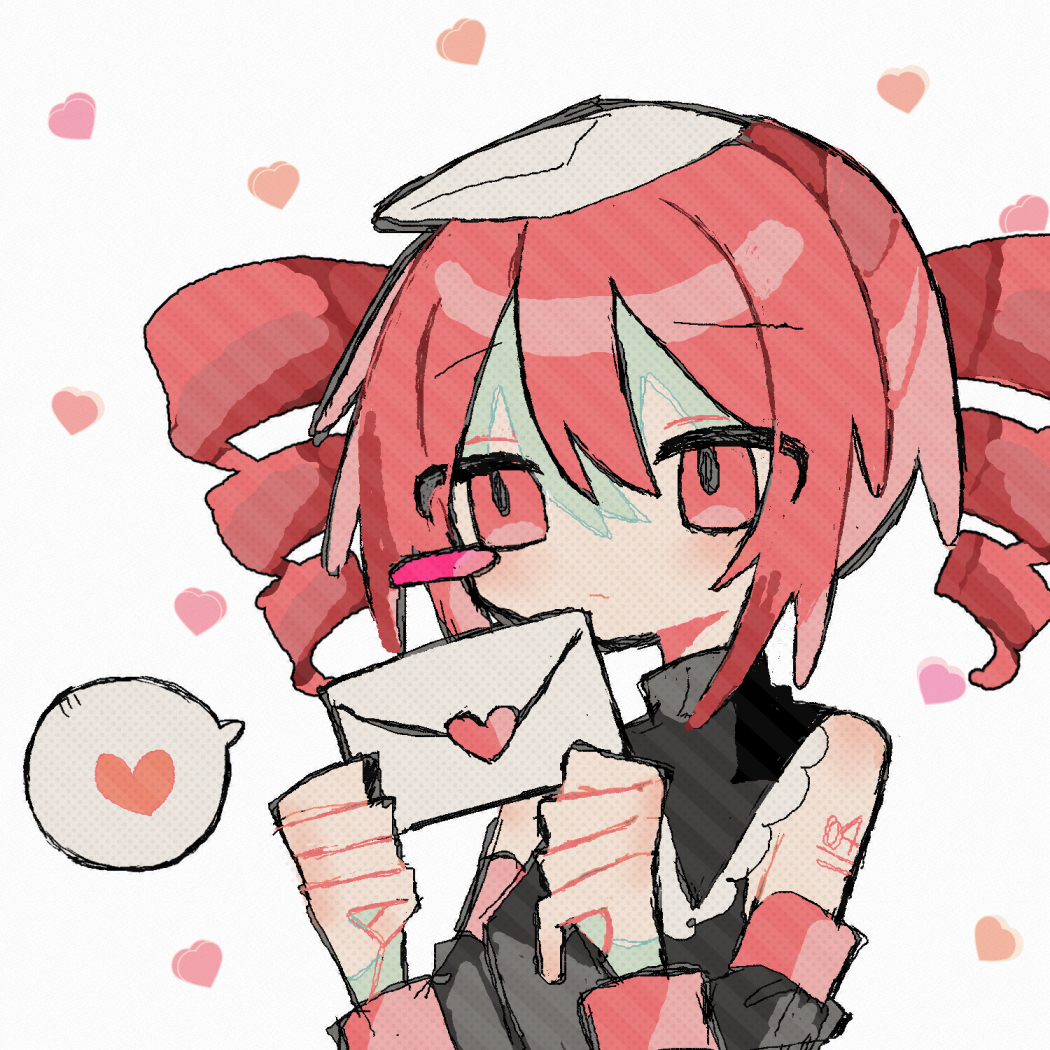 1girl, bare_shoulders, blush_stickers, closed_mouth, detached_sleeves, drill_hair, heart, holding