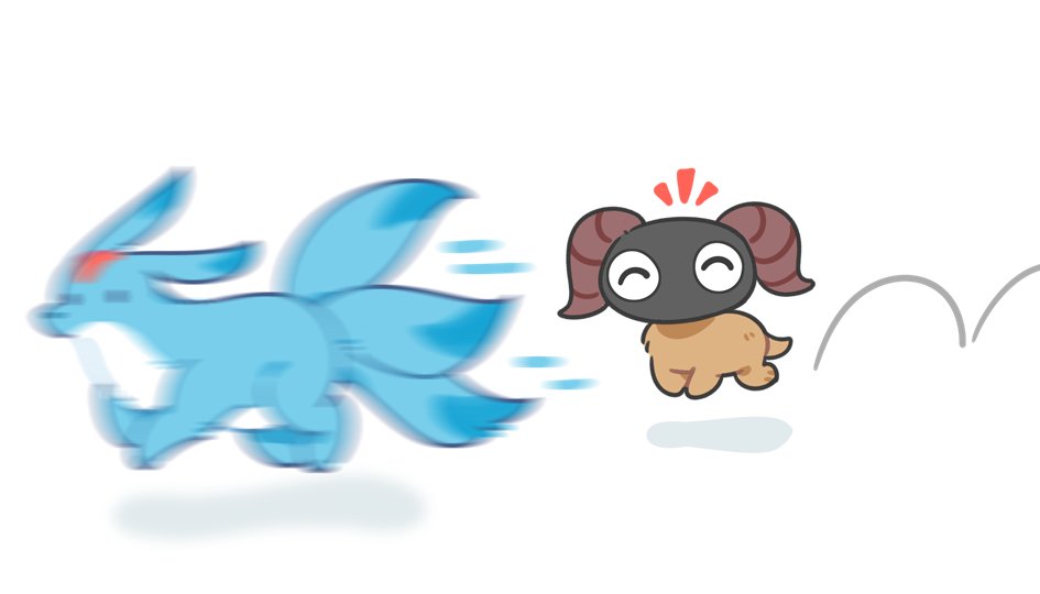 carbuncle_(final_fantasy), chibi, creature, fenrishion, final_fantasy, final_fantasy_xiv, motion_blur, multiple_tails