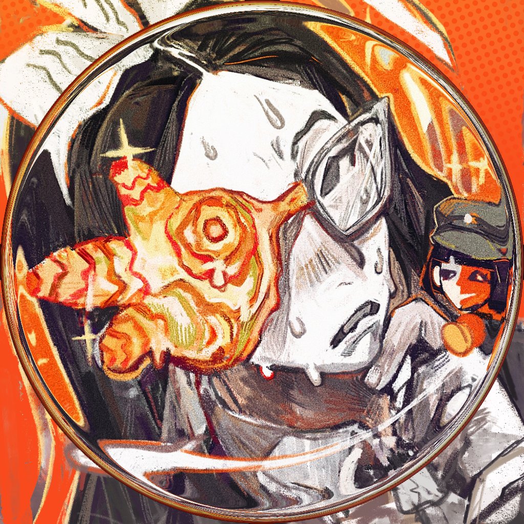 2girls, black_eyes, black_hair, colored_skin, coral_glasses_(joel_g), ena_(dream_bbq)_(joel_g), ena_(series), looking_at_viewer