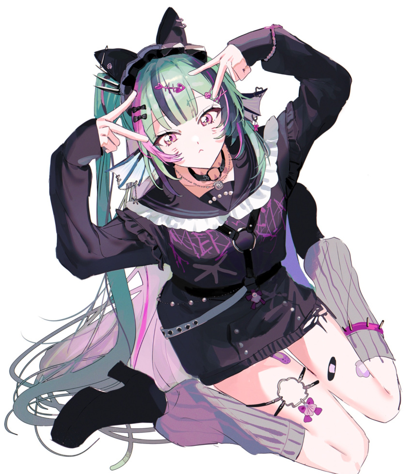 1girl, :<, animal_ears, bandaid, bandaid_on_leg, bell, black_hair, blush