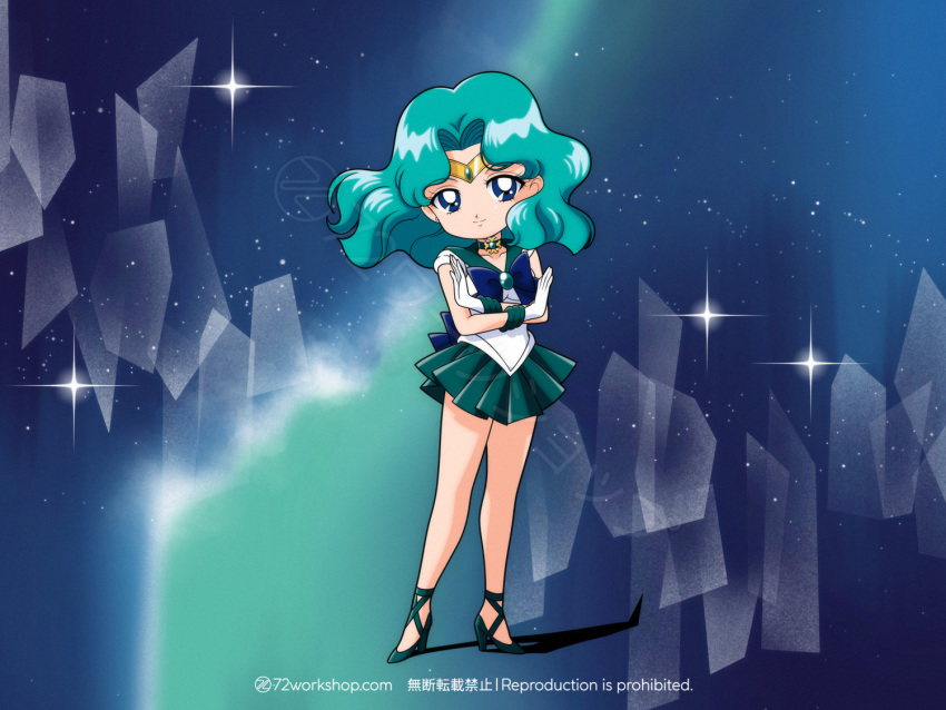 1girl, 72workshop, aqua_eyes, aqua_hair, aqua_sailor_collar, aqua_skirt, artist_name, bare_legs