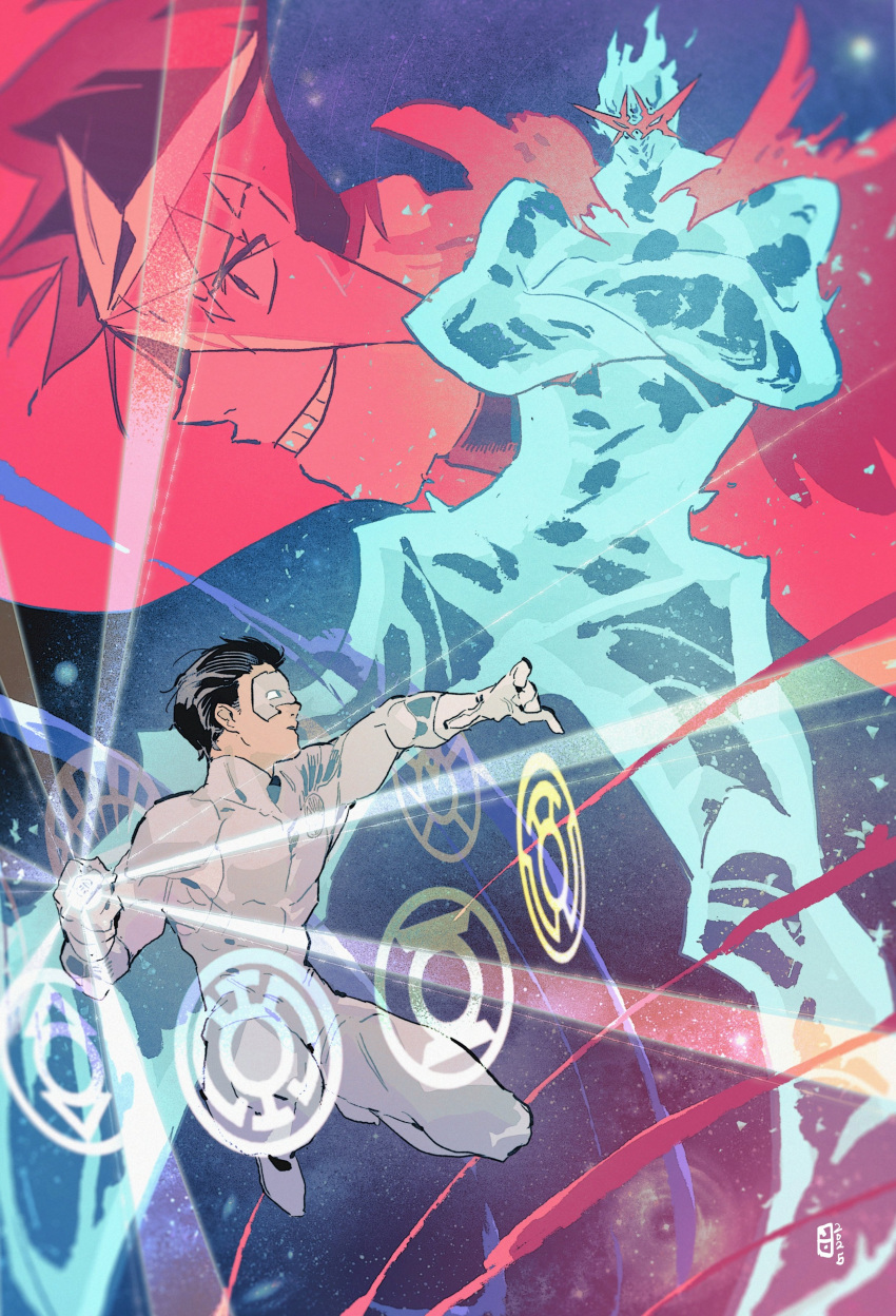 absurdres, core_drill, crossover, dc_comics, drill, fighting_stance, goggles, goggles_on_head
