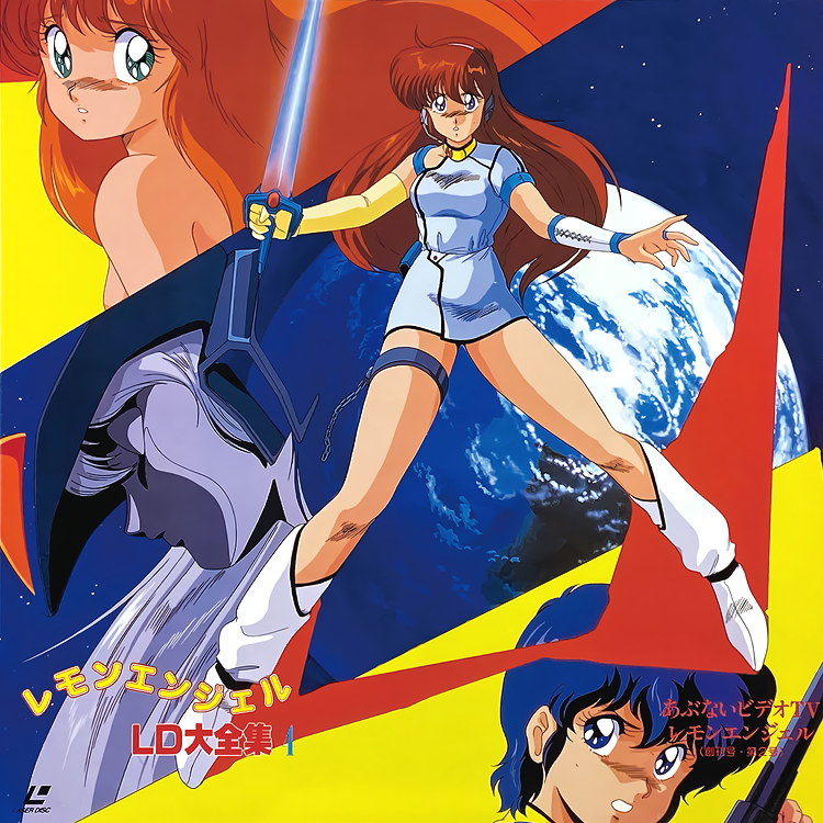 1980s_(style), 3girls, alternate_hairstyle, artist_request, blue_eyes, blue_hair, blush, boots