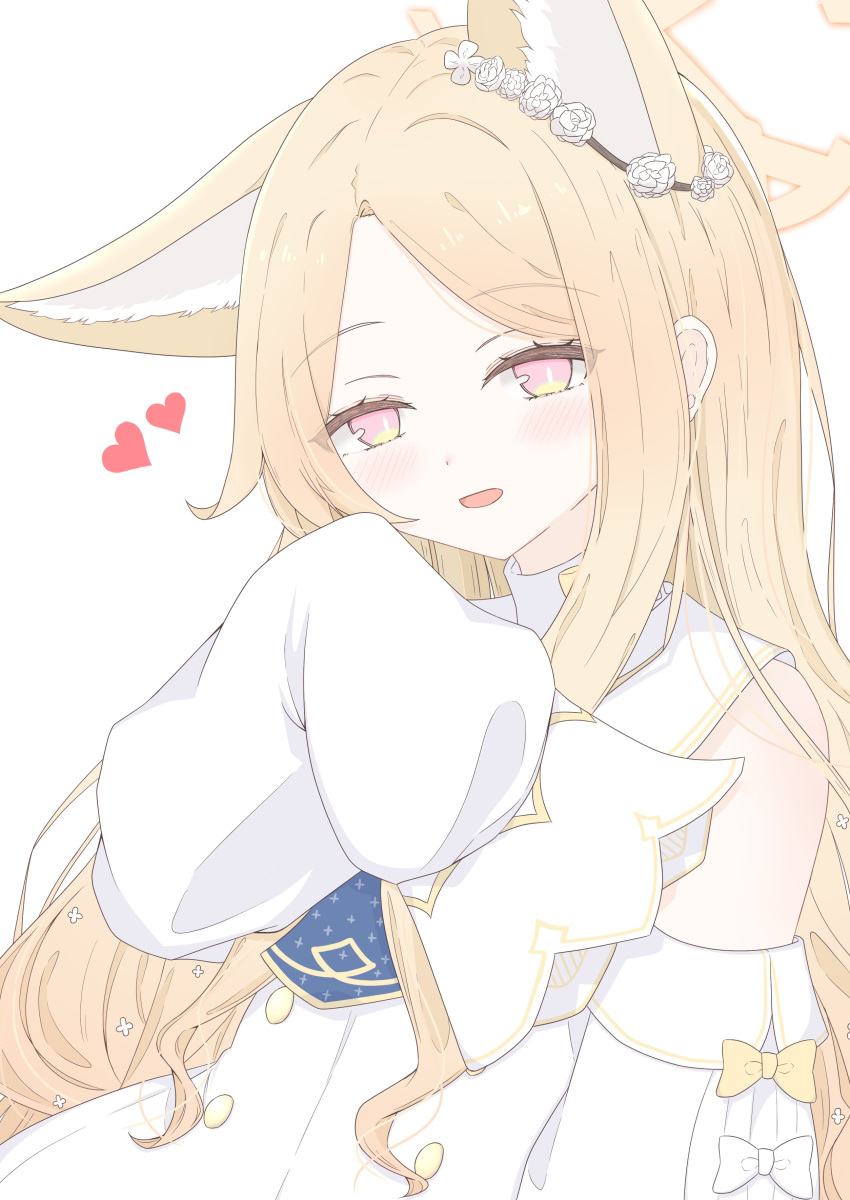 1girl, absurdres, animal_ear_fluff, animal_ears, blonde_hair, blue_archive, blush, bright_pupils