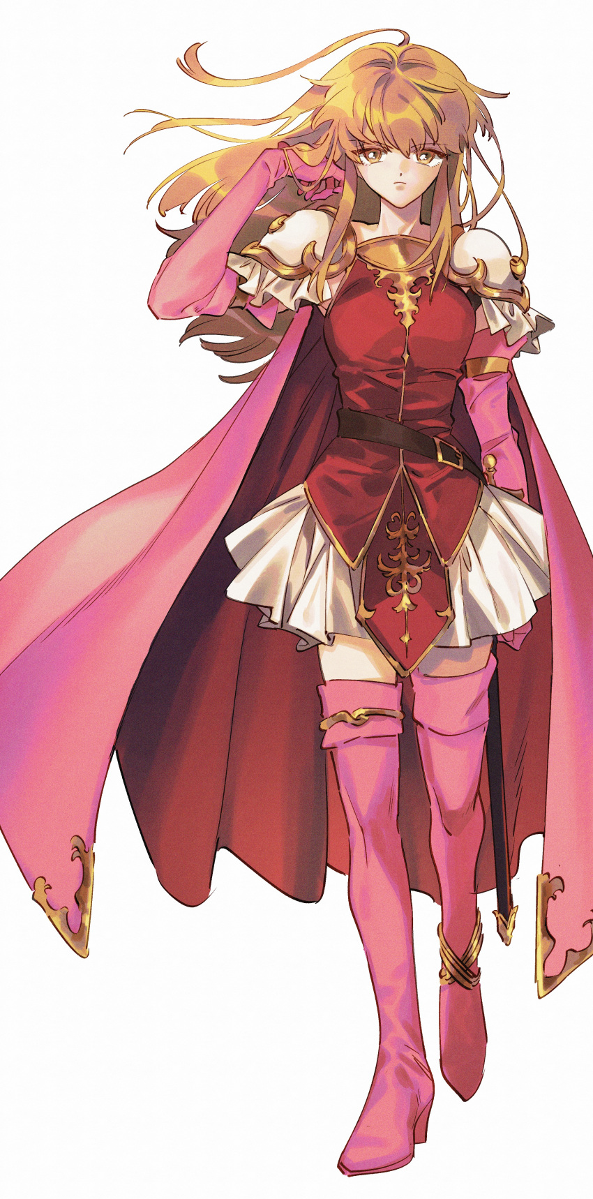 1girl, absurdres, anklet, armor, boots, brown_eyes, brown_hair, elbow_gloves