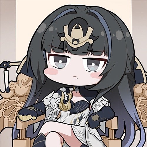 1girl, black_hair, blush_stickers, chibi, chinese_text, euyueuy, grey_eyes, hair_intakes