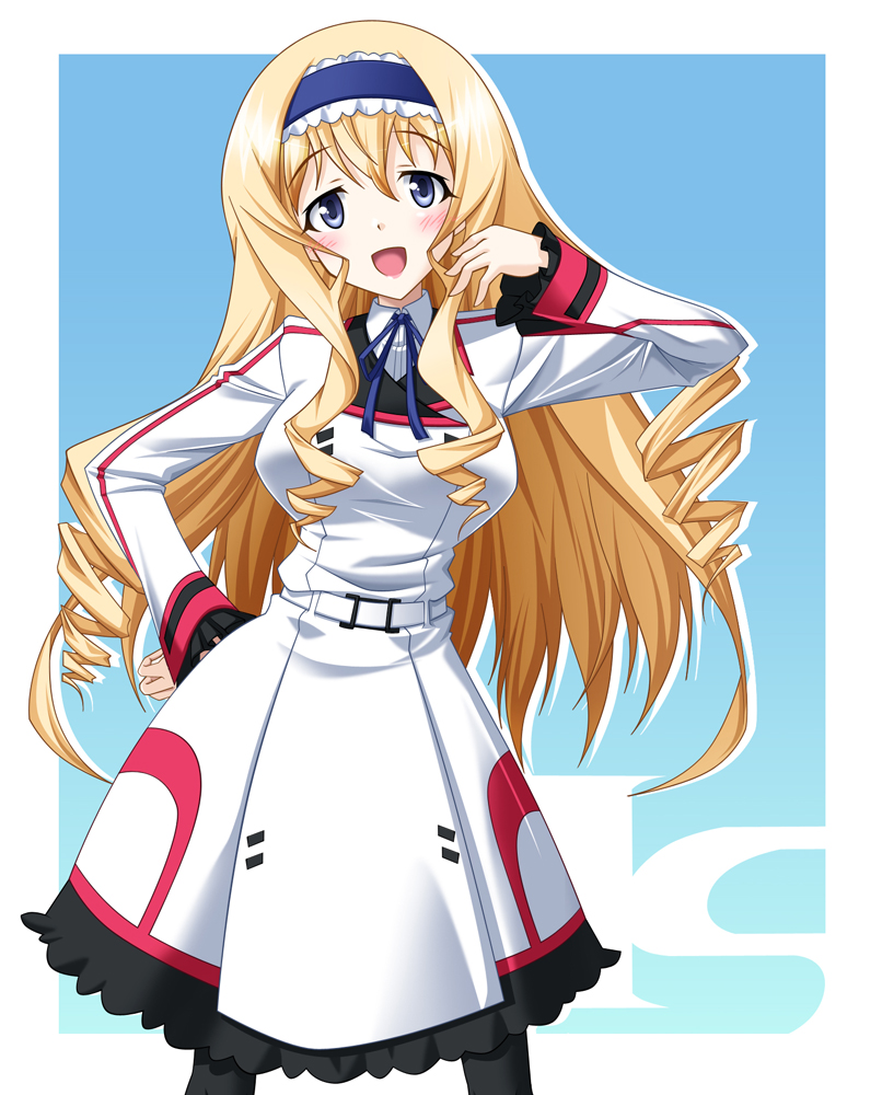 blush, cecilia_alcott, drill_hair, hairband, infinite_stratos, pantyhose, yukimura1130
