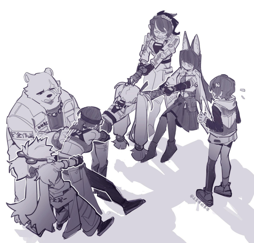 1boy, animal_ears, belle_(zenless_zone_zero), ben_bigger, fox_ears, grace_howard, hoshimi_miyabi, koleda_belobog