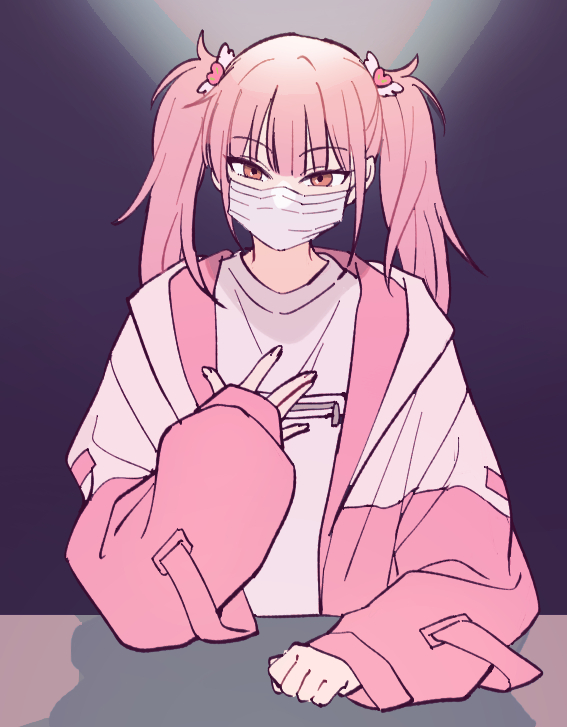 1boy, alternate_costume, alternate_hairstyle, blunt_bangs, crossdressing, hair_ornament, hand_on_own_chest, heart