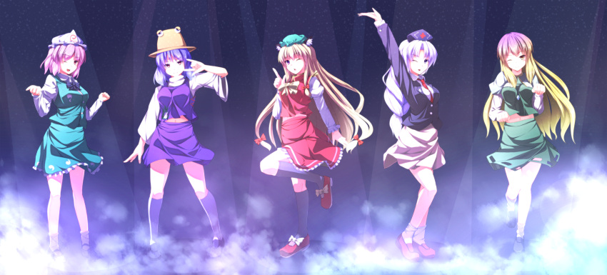 \m/, animal_ears, black_kneehighs, black_legwear, blonde_hair, braid, cat_ears, cat_pose